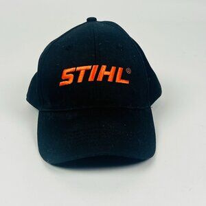 Black Orange Stihl Logo Snapback Hat One size fits most Adjustable Cap